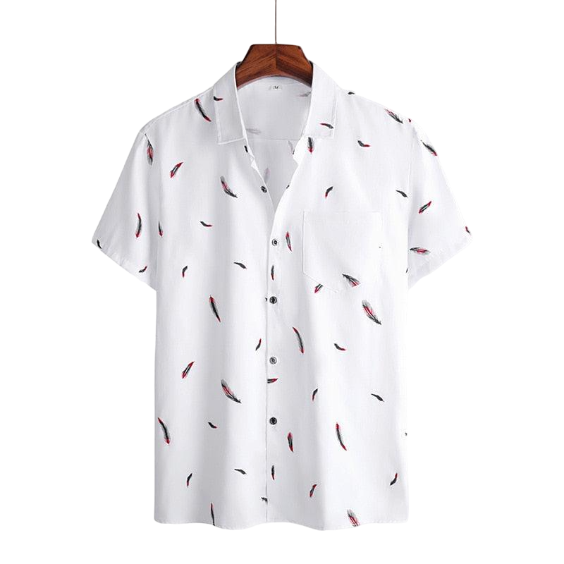 Camisa Manga Curta Estampada Fiorinni Feathers