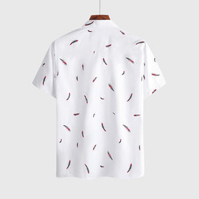 Camisa Manga Curta Estampada Fiorinni Feathers